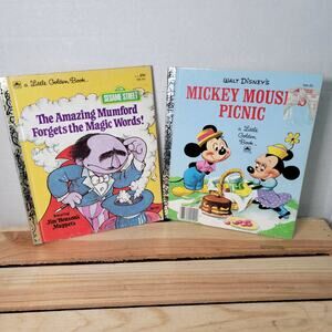 VINTAGE 2 Little Golden Books: Sesame Street & Walt Disney (hardback)